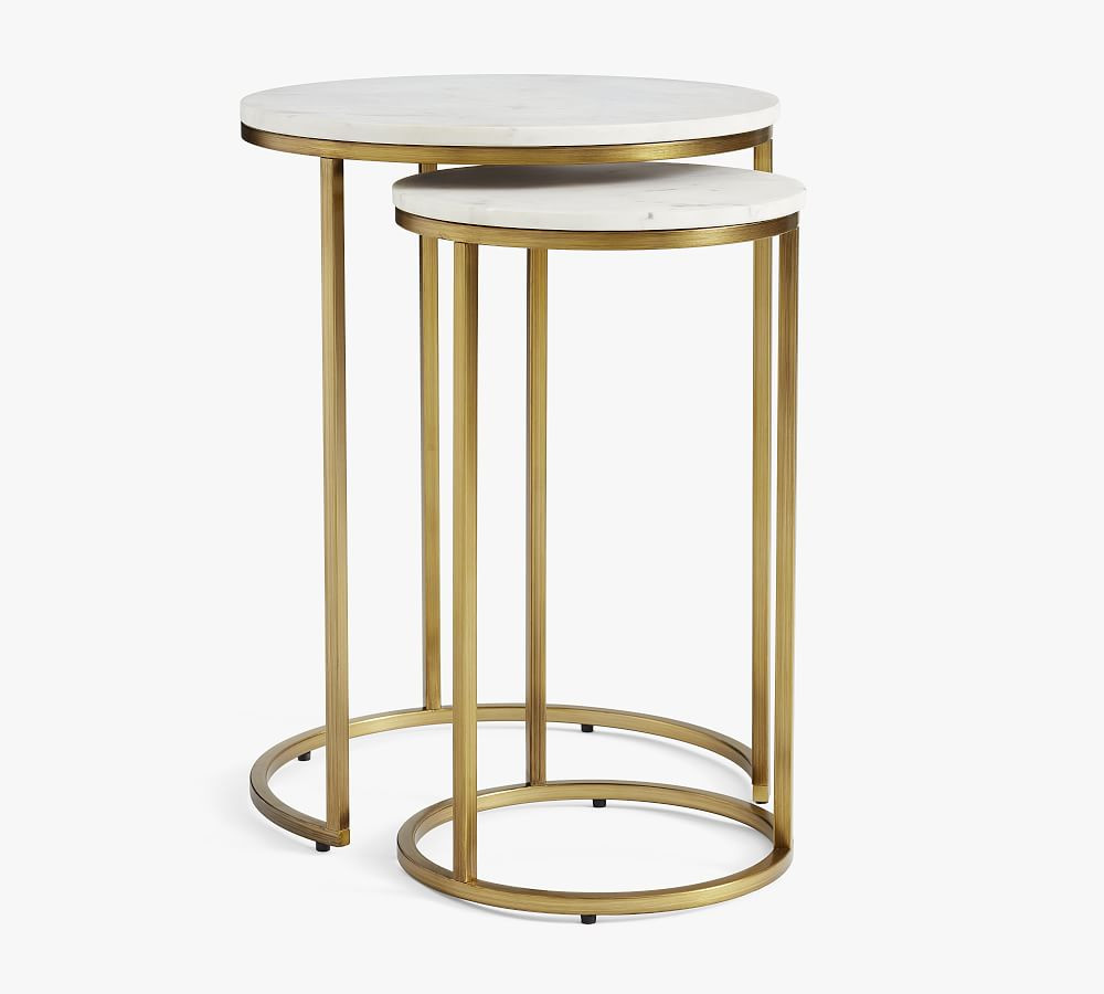 Delaney Round Marble Nesting End Tables | Pottery Barn (US)