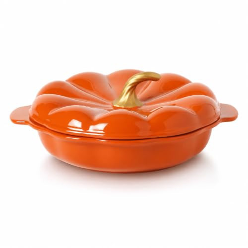PLKJYEHD 10-Inch Pumpkin Pie Dish with Lid, Stoneware Baker for Fall Baking | Amazon (US)