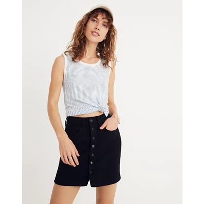 Stretch Denim Straight Mini Skirt in Black Frost: Button-Front Edition | Madewell