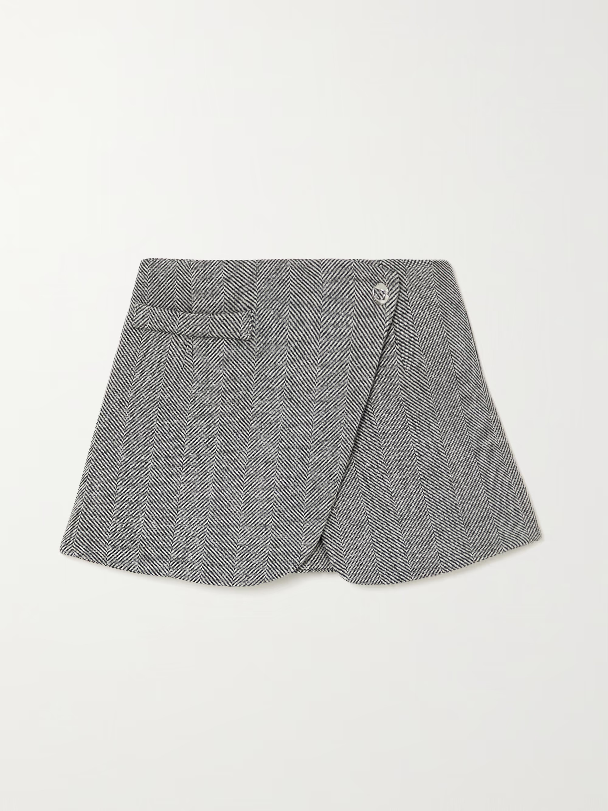 Herringbone wool-blend tweed mini wrap skirt | NET-A-PORTER (US)