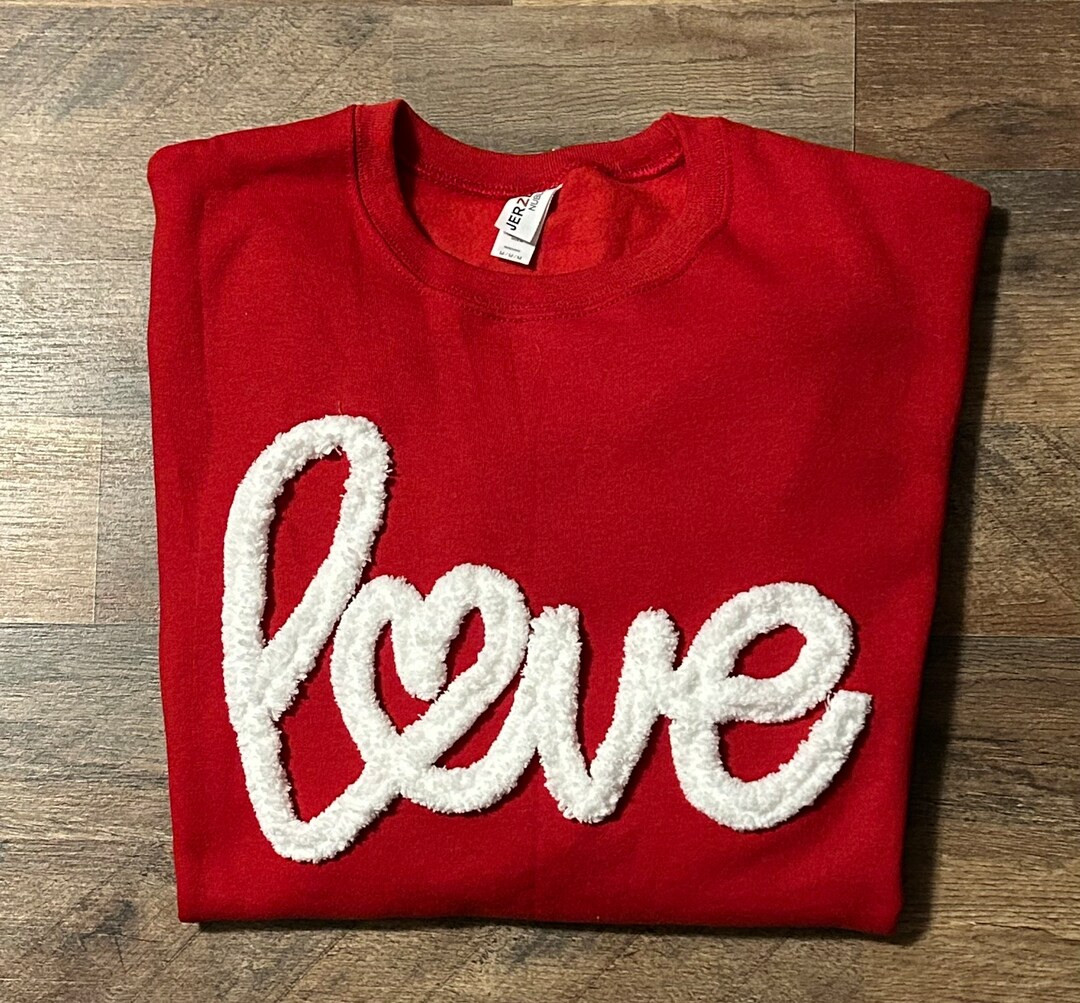 Love Chenille Sweatshirt, Valentine Sweatshirt, Chenille Yarn Love Sweatshirt, Valentines Day, Lo... | Etsy (US)