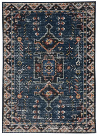 Alburnett Washable Oriental Blue/Beige/Black Area Rug | Wayfair North America