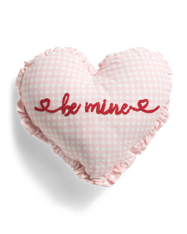16x16 Be Mine Ruffle Heart Shaped Pillow | TJ Maxx