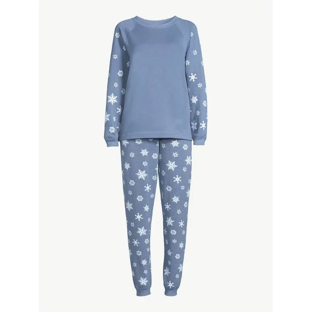 Joyspun Women's French Terrycloth Holiday Pajama Gift Set, 2-Piece, Sizes up to 3X - Walmart.com | Walmart (US)