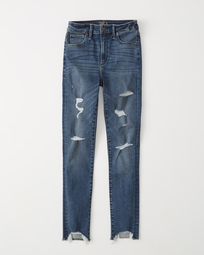 Ripped High Rise Super Skinny Ankle Jeans | Abercrombie & Fitch (US)