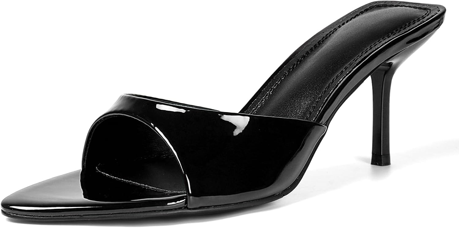 QIV Kitten Heels Pointed Open Toe Mule Heeled Sandals | Amazon (US)