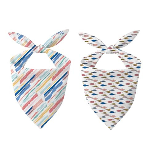 Fish Dogs Bandanas 2 Pack, Cute Dog Bandana for Small Medium Dogs, Adjustable Pet Scarf, Puppy Bandana, Colorful Fish Print Dog Bandanas | Amazon (US)