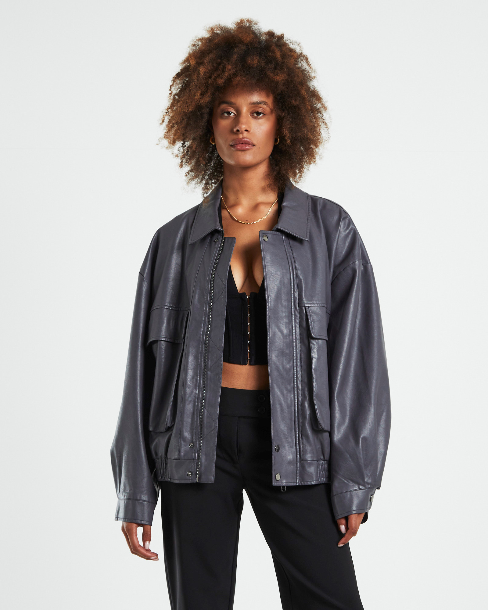 Jen Oversized Patch Pocket Jacket Grey | General Pants