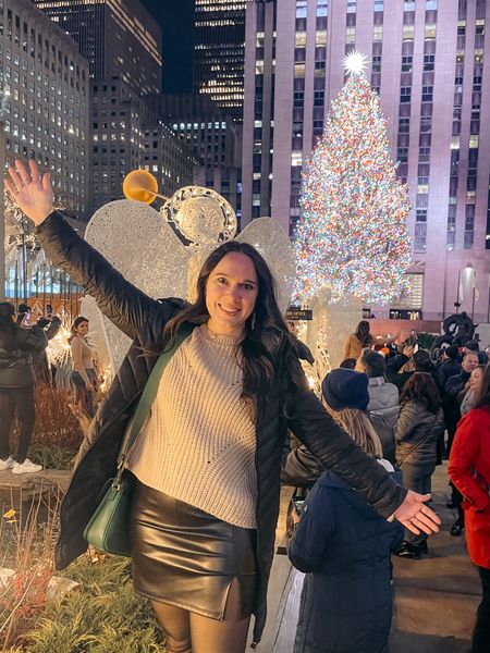 NYC. Street style. New York City ootd. Rockefeller Center Christmas Tree. 

#LTKtravel #LTKSeasonal #LTKHoliday