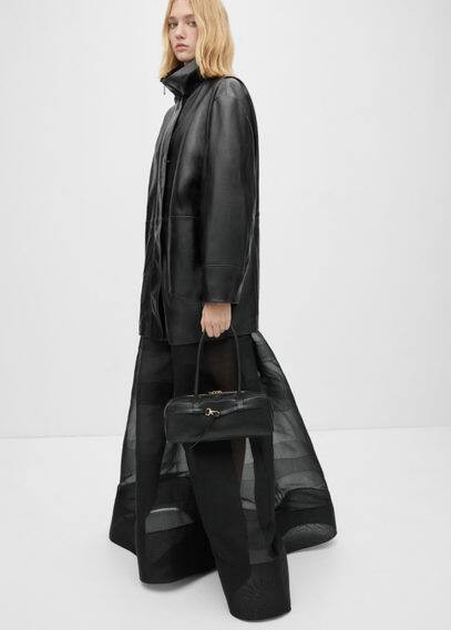 MANGO - 100% leather oversized jacket black - M - Women | MANGO (US)