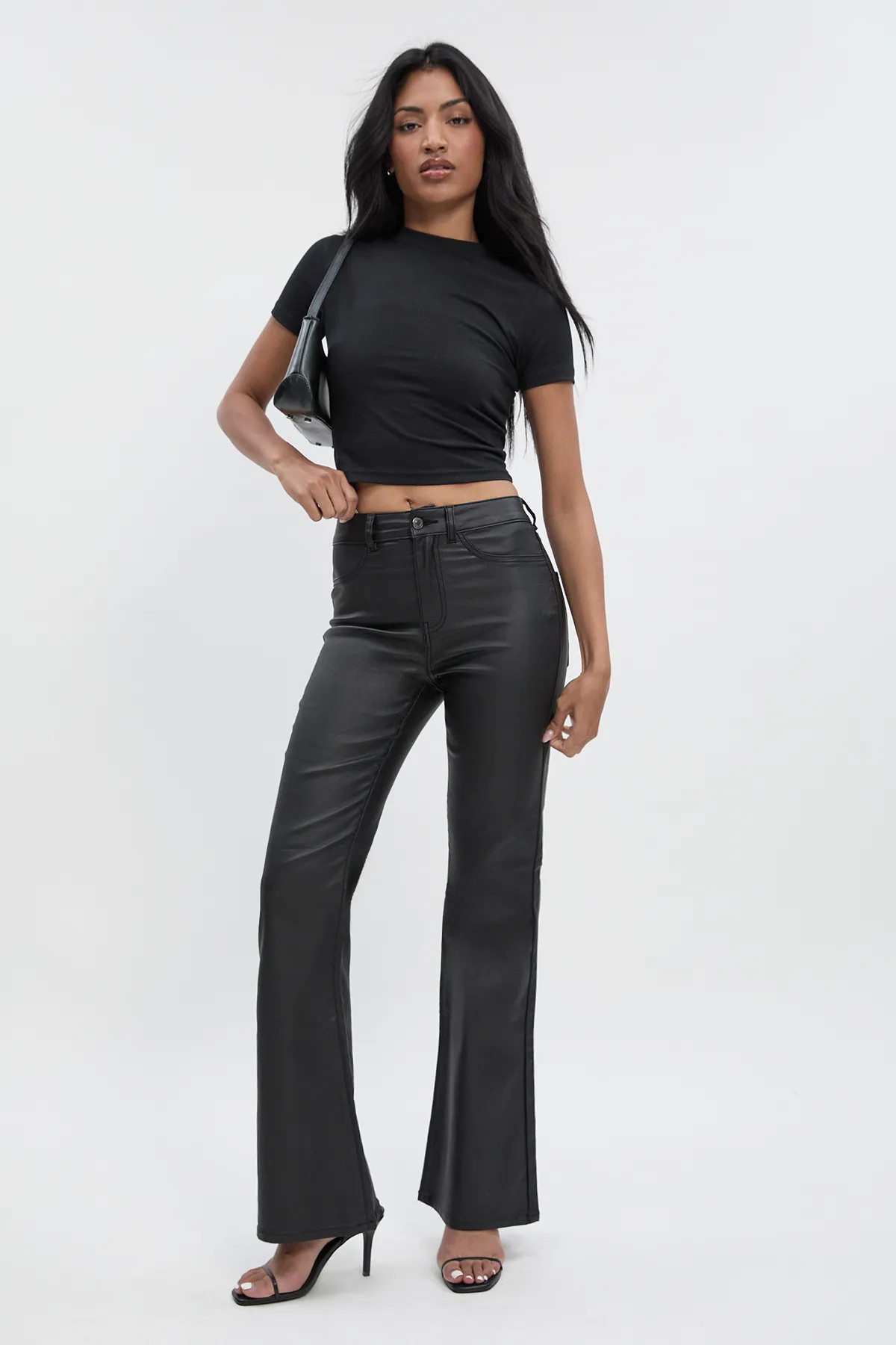 High Waist Coated Skinny Flare Jean | Boohoo.com (UK & IE)