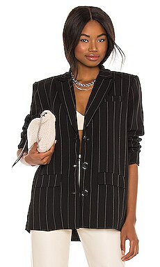 Song of Style Dollie Blazer in Black Pinstripe from Revolve.com | Revolve Clothing (Global)