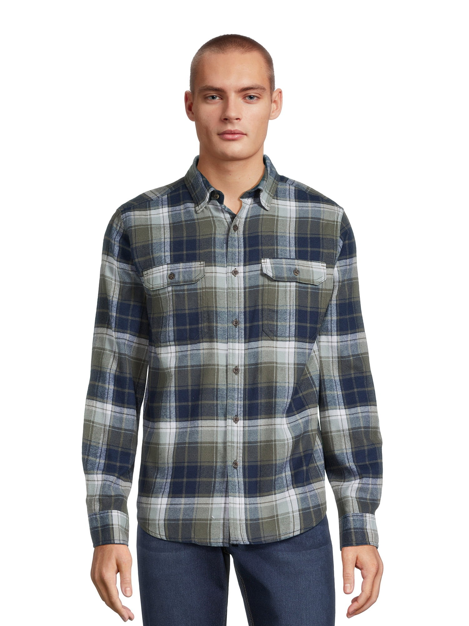 George Men's Long Sleeve Flannel Shirt, Sizes XS-3XLT | Walmart (US)