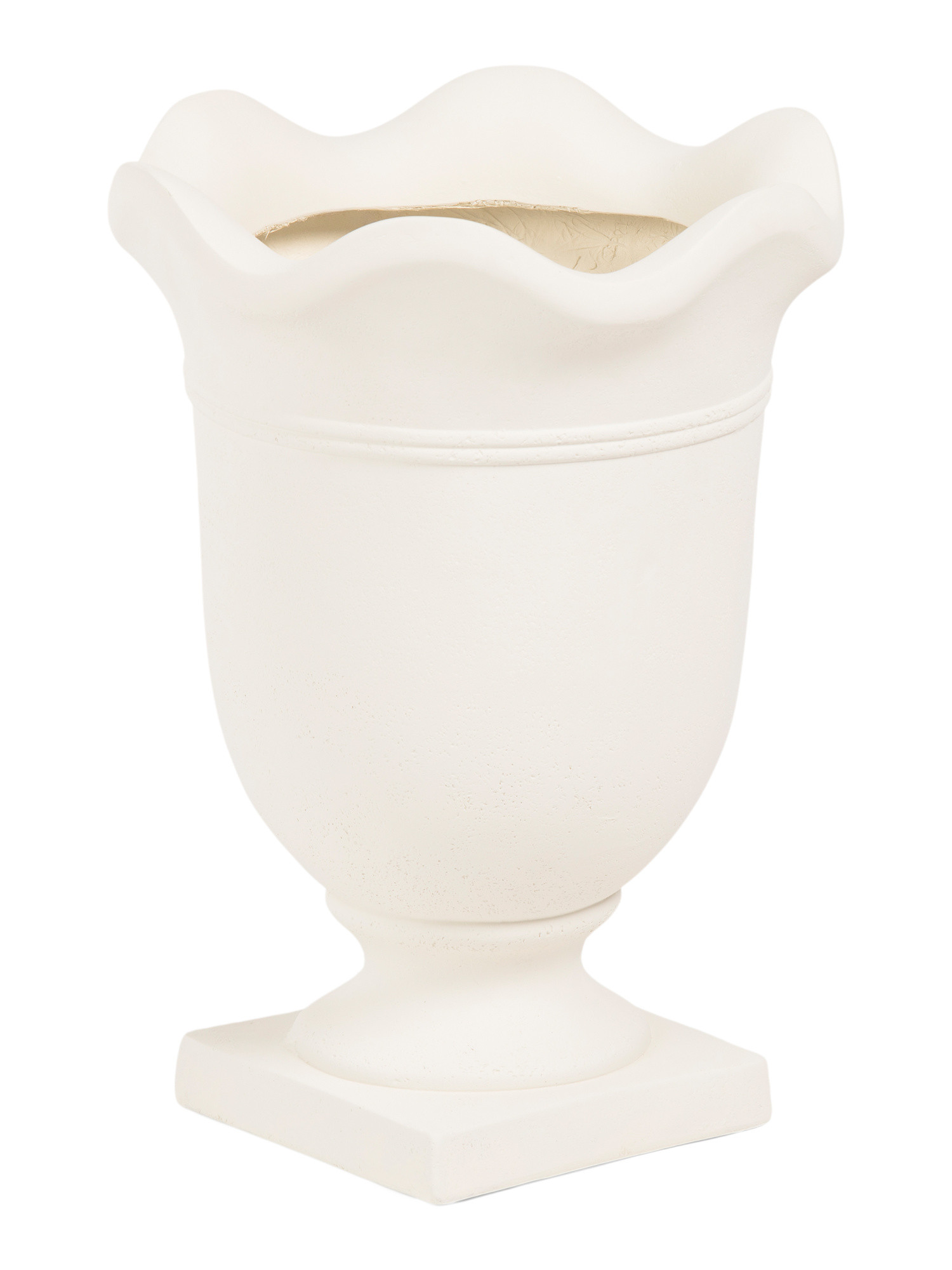18x13.5 Fiber Clay Lightweight Scalloped Urn Planter | TJ Maxx