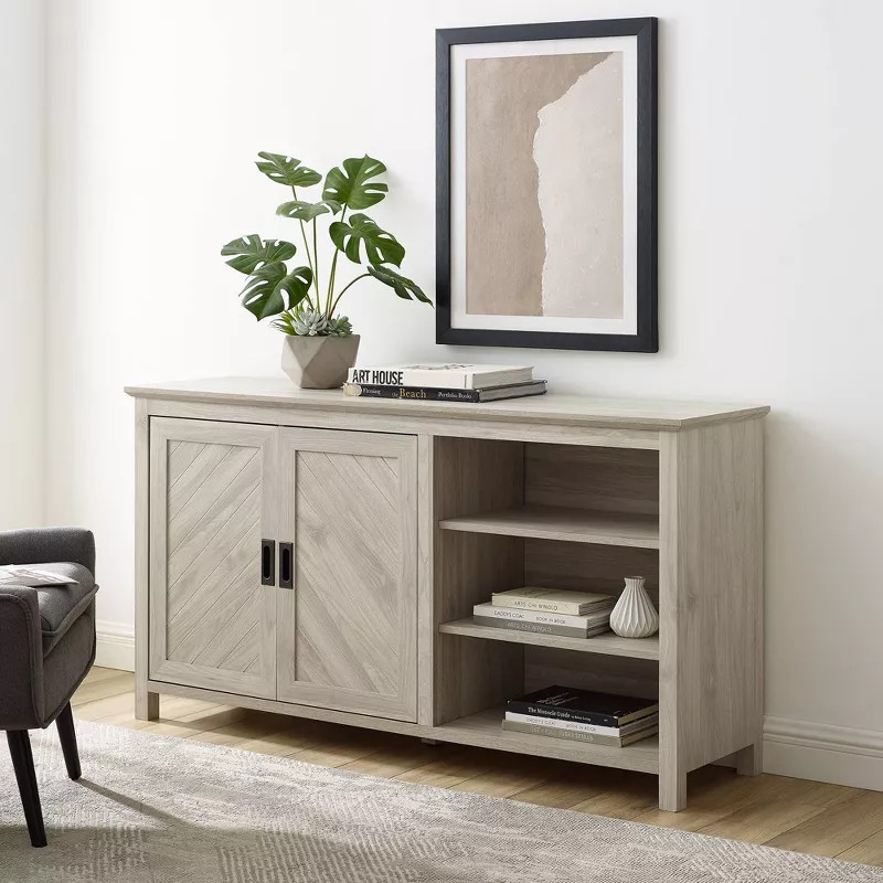 58" Diagonal Grooved Door Sideboard with Open Storage - Saracina Home | Target
