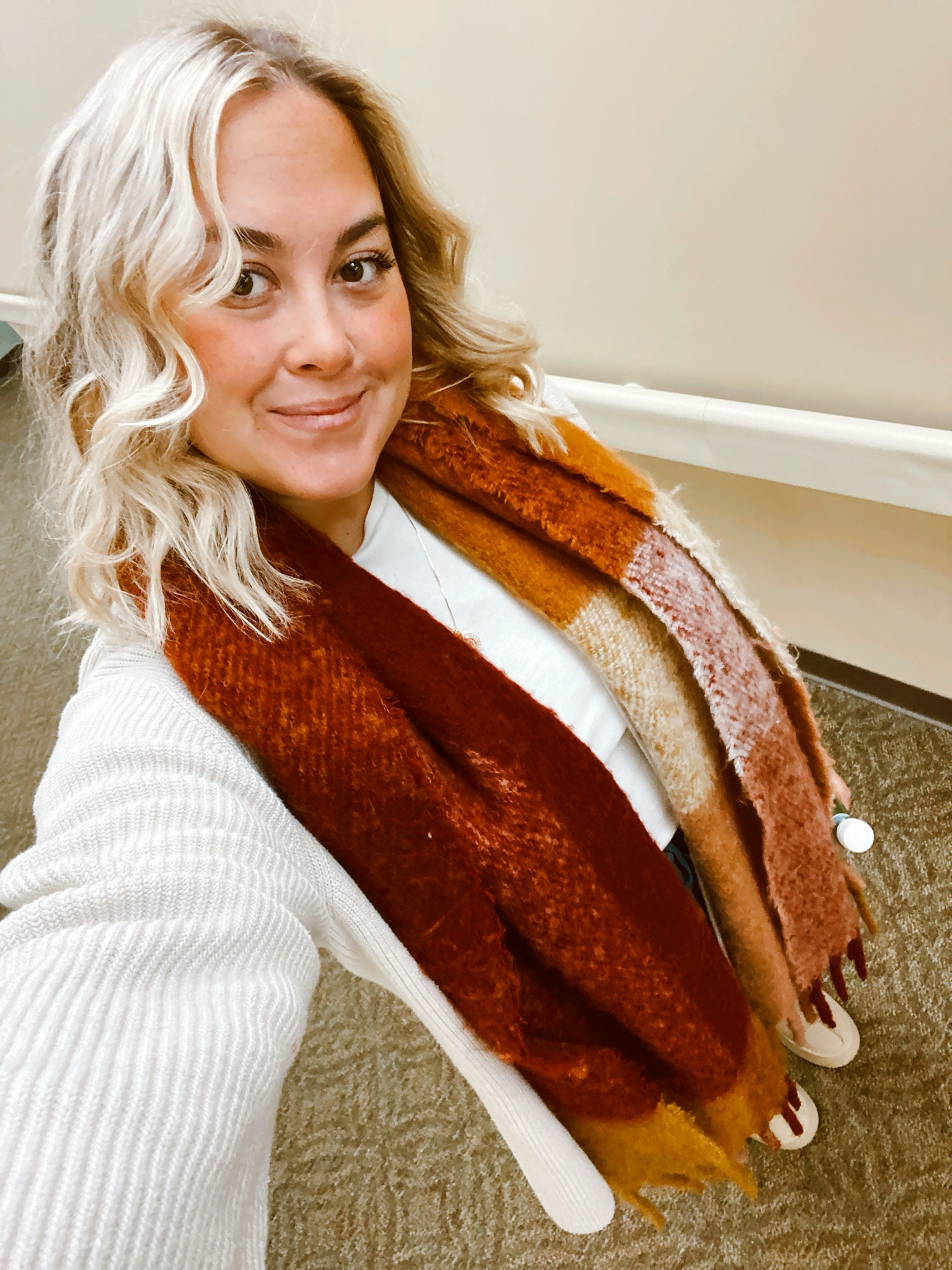 my comfy Tuesday work outfit often looks like this: a plain cotton T-shirt, a cardigan, some comfy pants, comfy shoes and you guessed it, my chunky scarf! 

#LTKSeasonal #LTKmidsize #LTKHoliday