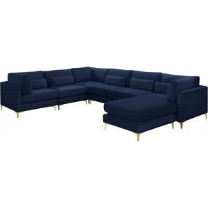 Meridian Furniture Julia Navy Velvet Modular Sectional | Homesquare