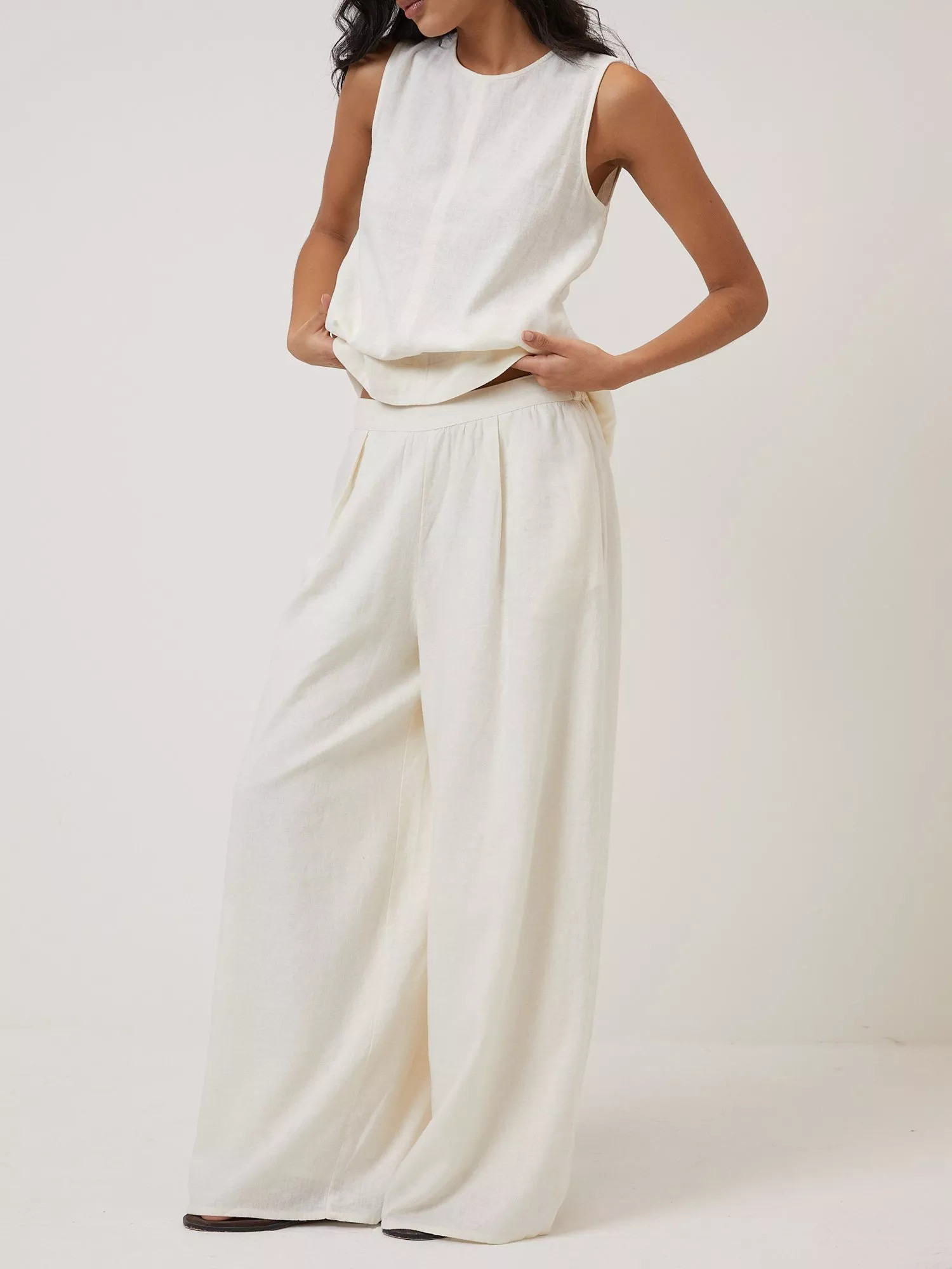 Nobody's Child Jerrow Wide Leg Linen Blend Trousers, Cream | John Lewis (UK)