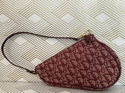 Christian Dior Trotter Saddle Hand Bag Pouch MC0012 Purse Bordeaux Canvas | eBay US