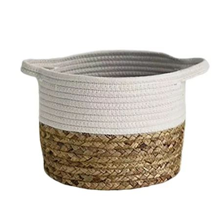 Cotton Rope Woven Basket Rattan Floor Basket for Home Organizing Living Room | Walmart (US)