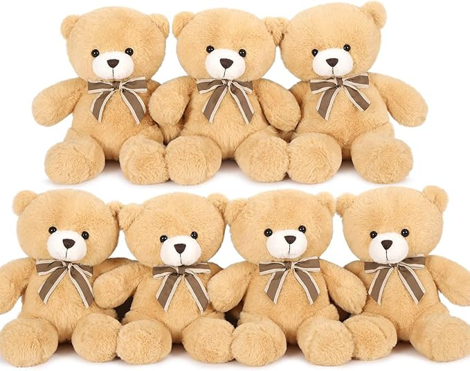Tezituor Teddy Bears Stuffed Animal 7 Packs in Bulk, Small Teddy Bear Bulk 12" for Baby Shower De... | Amazon (US)