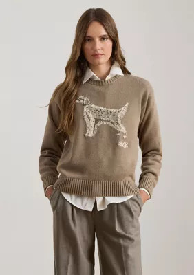 Lauren Ralph Lauren Women's Petite Intarsia-Knit English Setter Sweater, Brown, PS | Belk