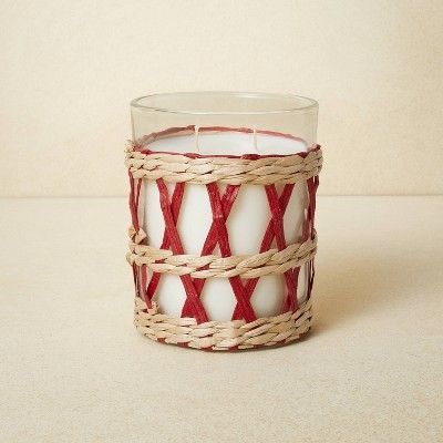 16oz Glass 2-Wick with Woven Wrap Red Candle - Opalhouse™ designed with Jungalow™ | Target