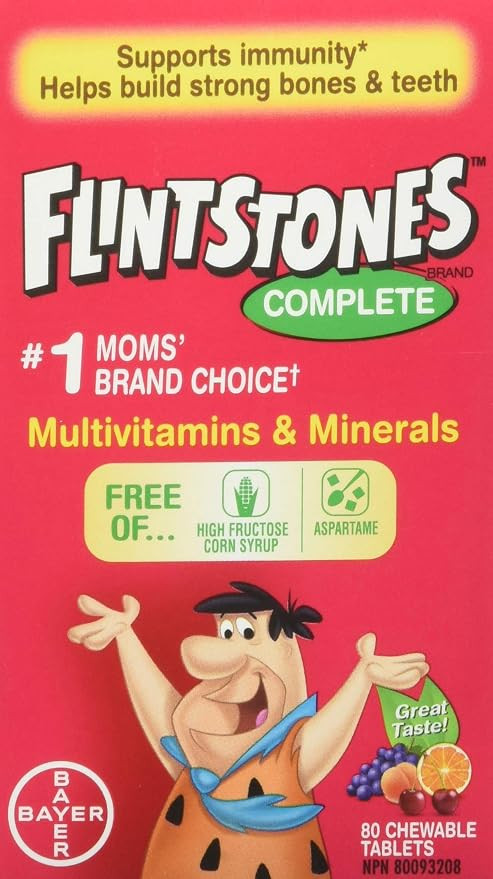 FLINTSTONES Complete Chewable Multivitamin for Kids, Aspartame-Free, with Vitamin A, C6, B12, C, ... | Amazon (CA)