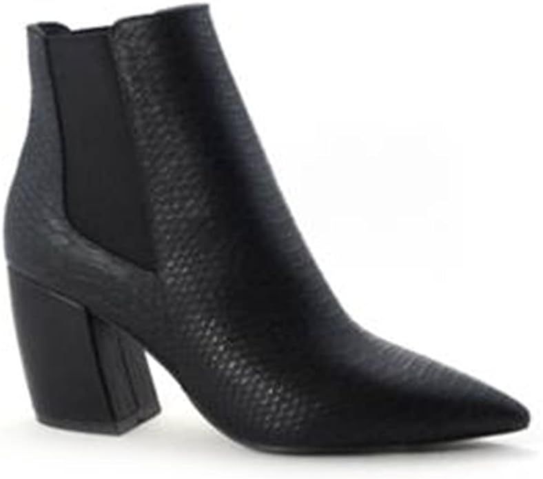 Qupid Milkyway Booties for Women - Pointed Toe Mid Block Heel Chelsea Boots | Amazon (US)