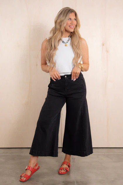 Getting Started Black Wide Leg Jeans | The Willow Tree
