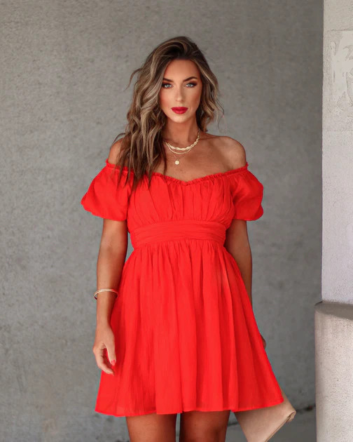 Love Eternally Plisse Puff Sleeve Mini Dress - Red | VICI