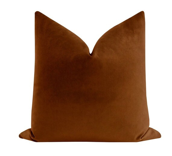 Society Velvet // Cognac Pillow COVER ONLY  Brown Velvet  - Etsy | Etsy (US)
