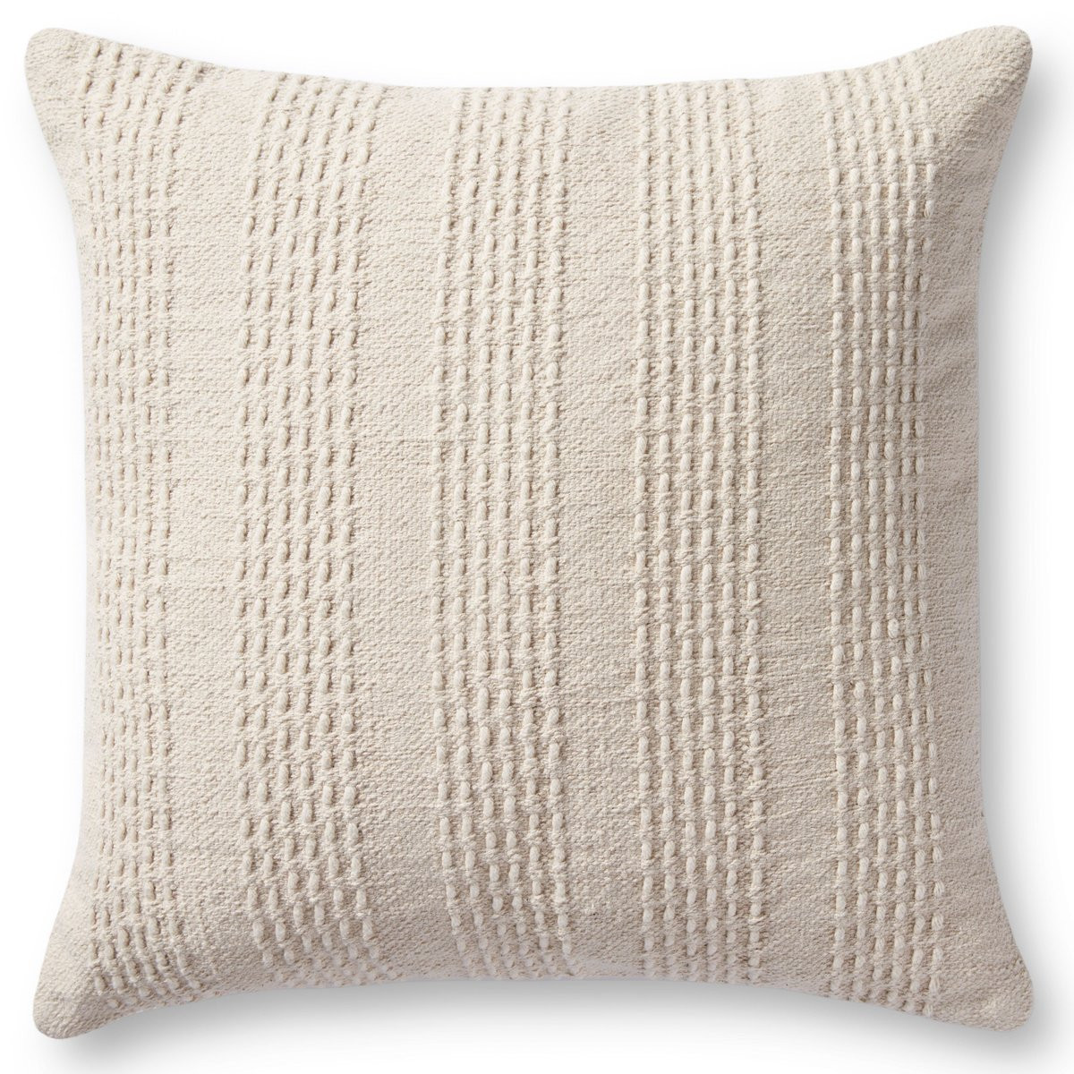 Cameron Pillow PMH-0036 Ivory Cotton Striped | Rugs Direct