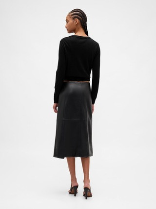 Recycled Vegan Leather Midi Wrap Skirt | Gap (US)