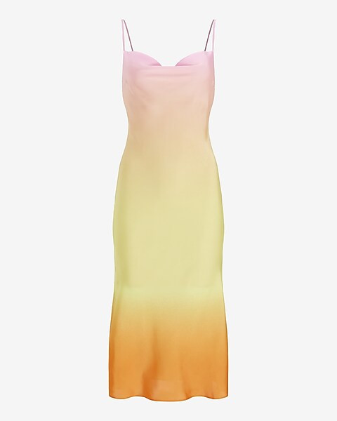 Dip Dye Cowl Neck Midi Slip Dress | Express