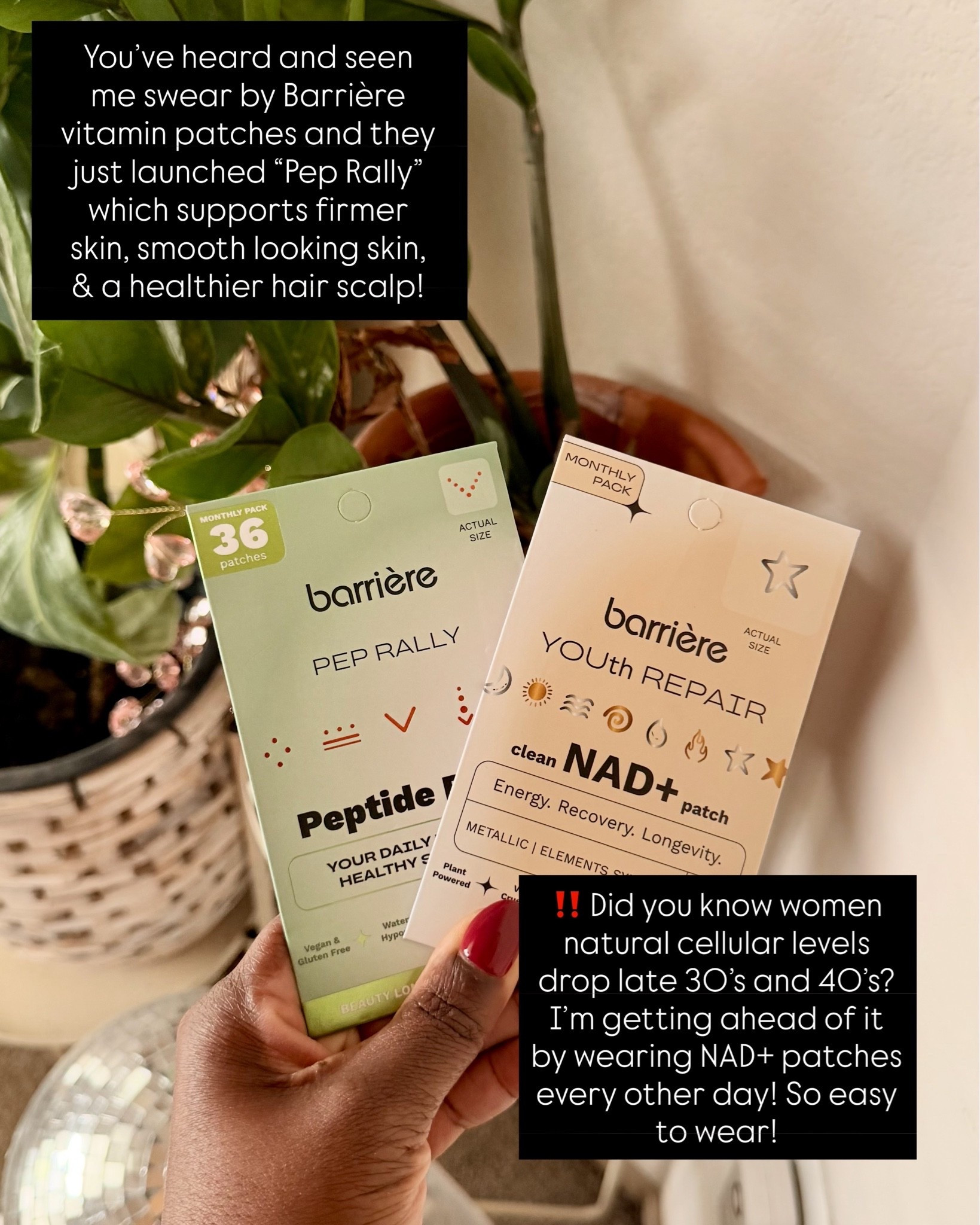 Why take more pills when you can wear your vitamins? As I’m inching closer to 40 I’m excited about my NAD+ and Peptide vitamin patches from My Barriere!!