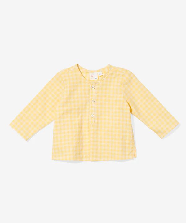 Lupo Baby Shirt, Yellow Check | Oso & Me