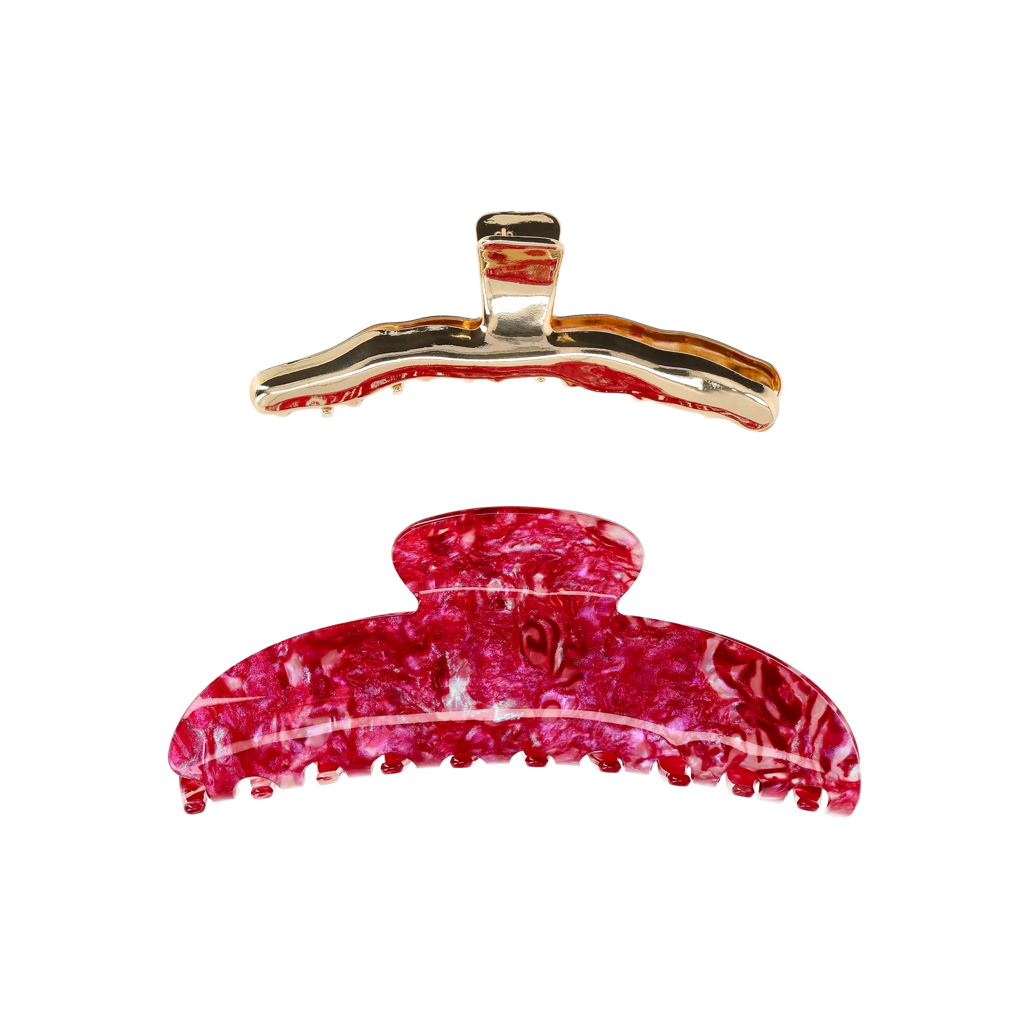 Time and Tru Women's Hair Claw Clips, 2-Pack | Walmart (US)