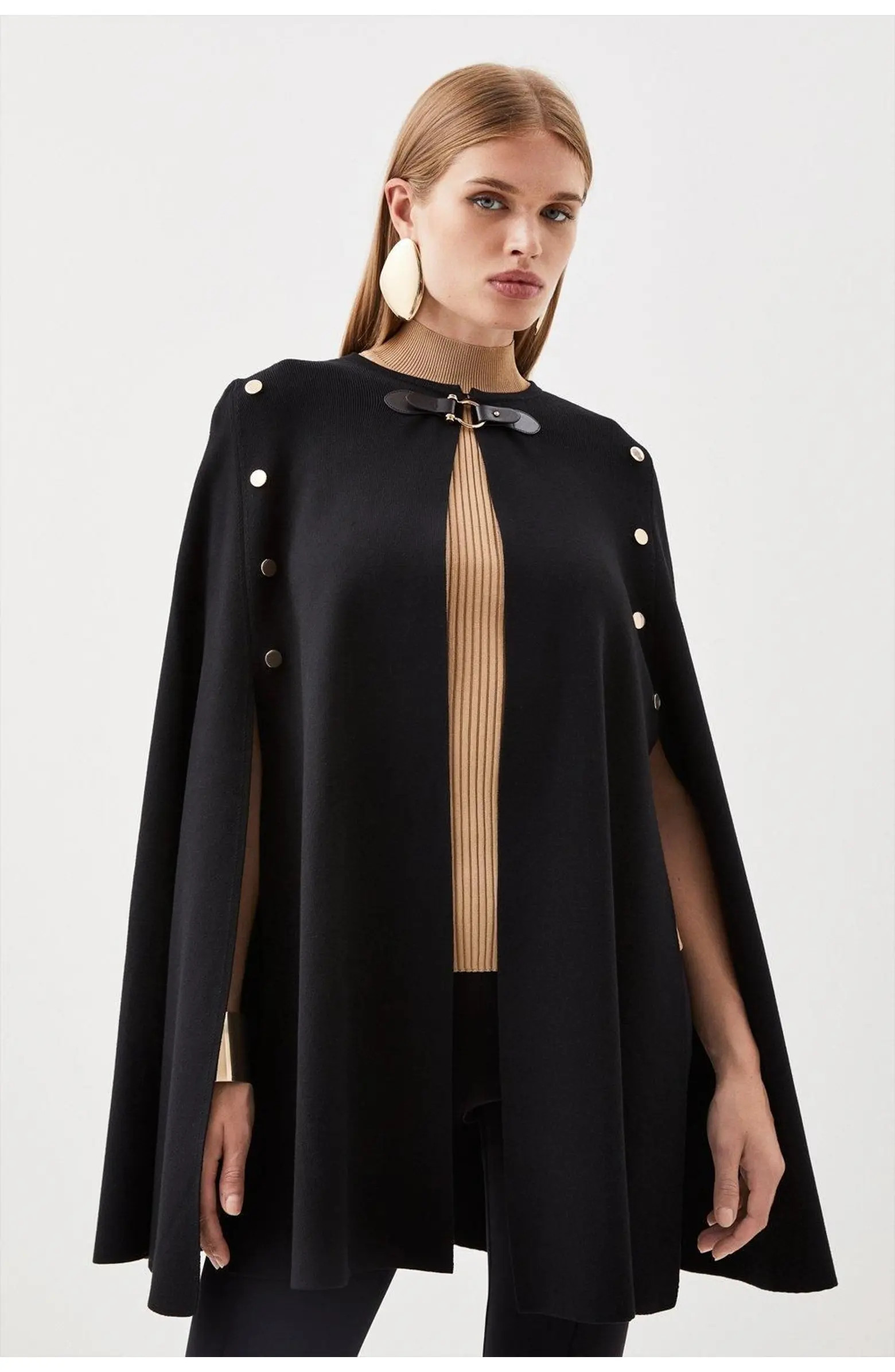 Karen Millen Popper Detail Knit Cape | Nordstrom | Nordstrom