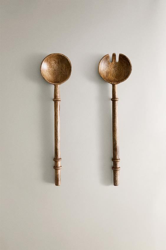 WOODEN SALAD FLATWARE SET (SET OF 2) | Zara US