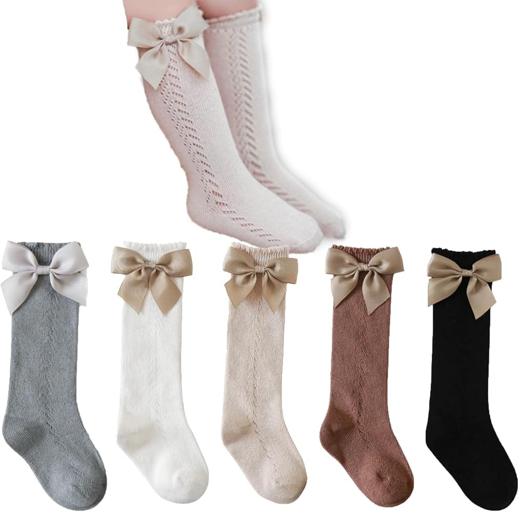 TIBE PINCESS Baby Girls knee high socks Toddler Bow Mesh Breathable Dress Socks Kids Cotton Tube ... | Amazon (US)