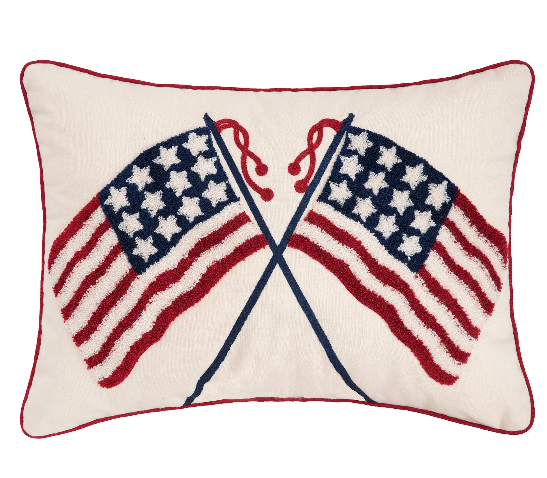 C&F Home Americana Double U.S.A. Flag Patriotic Hooked Rectangle Large Throw Pillow "& Reviews" |... | Wayfair North America