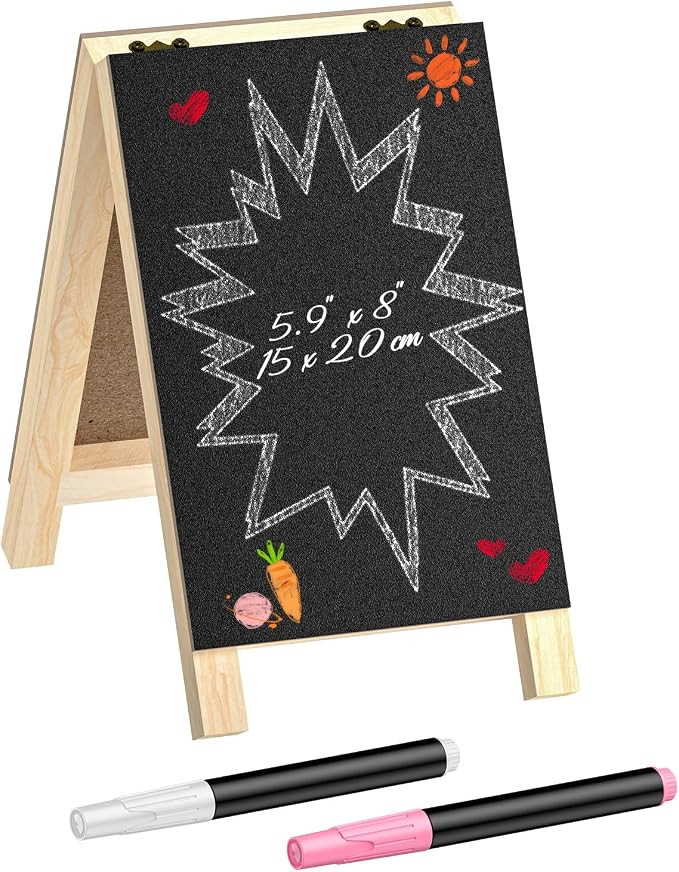 Uniclife A Frame Small Chalkboard Sign, 4.8 x 8.3 Inch, Double-Sided Tabletop Chalkboard Easel wi... | Amazon (US)