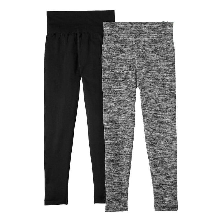 Feathers Women's and Women's Plus Size High Waisted Fleece Leggings, 26” Inseam, 2-Pack | Walmart (US)