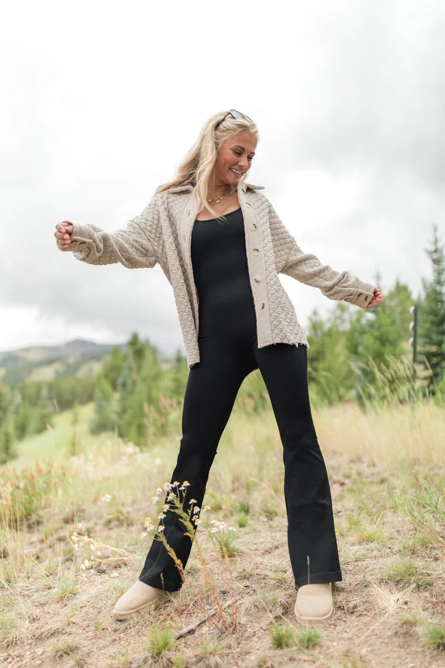 Just Warming Up Beige Quilted Shacket | Pink Lily