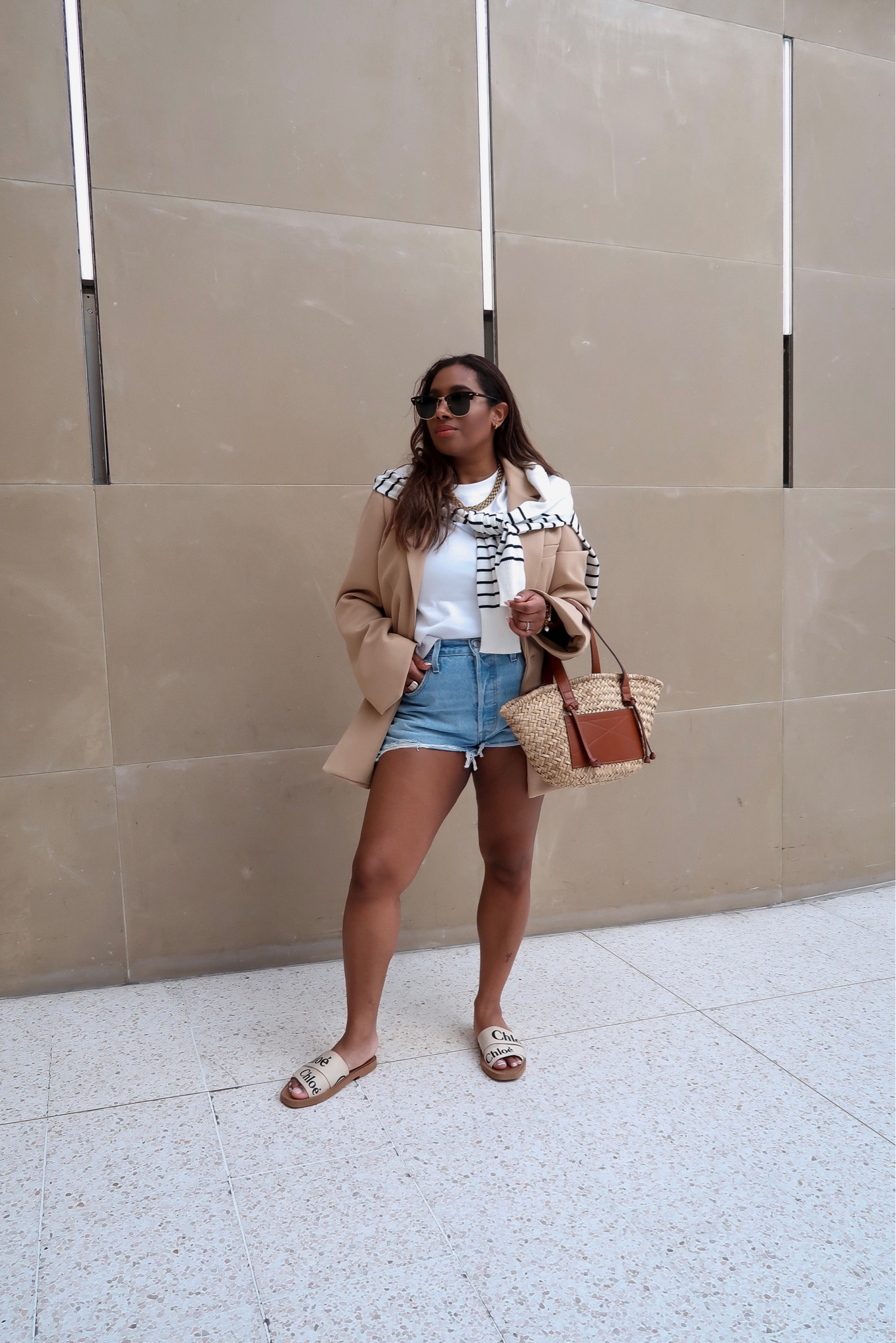 Blazer is Odd Muse 
Top is linked. 
Cardigan is linked. 
Sandals are linked.
Bag is old Mango. Alternative linked. 
Sunglasses are linked. 
Necklace is Boutique Minimaliste. 


#LTKshoecrush #LTKeurope #LTKstyletip
