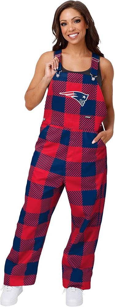 FOCO NFL womens Nfl Team Logo Plaid Bib Overalls | Amazon (US)