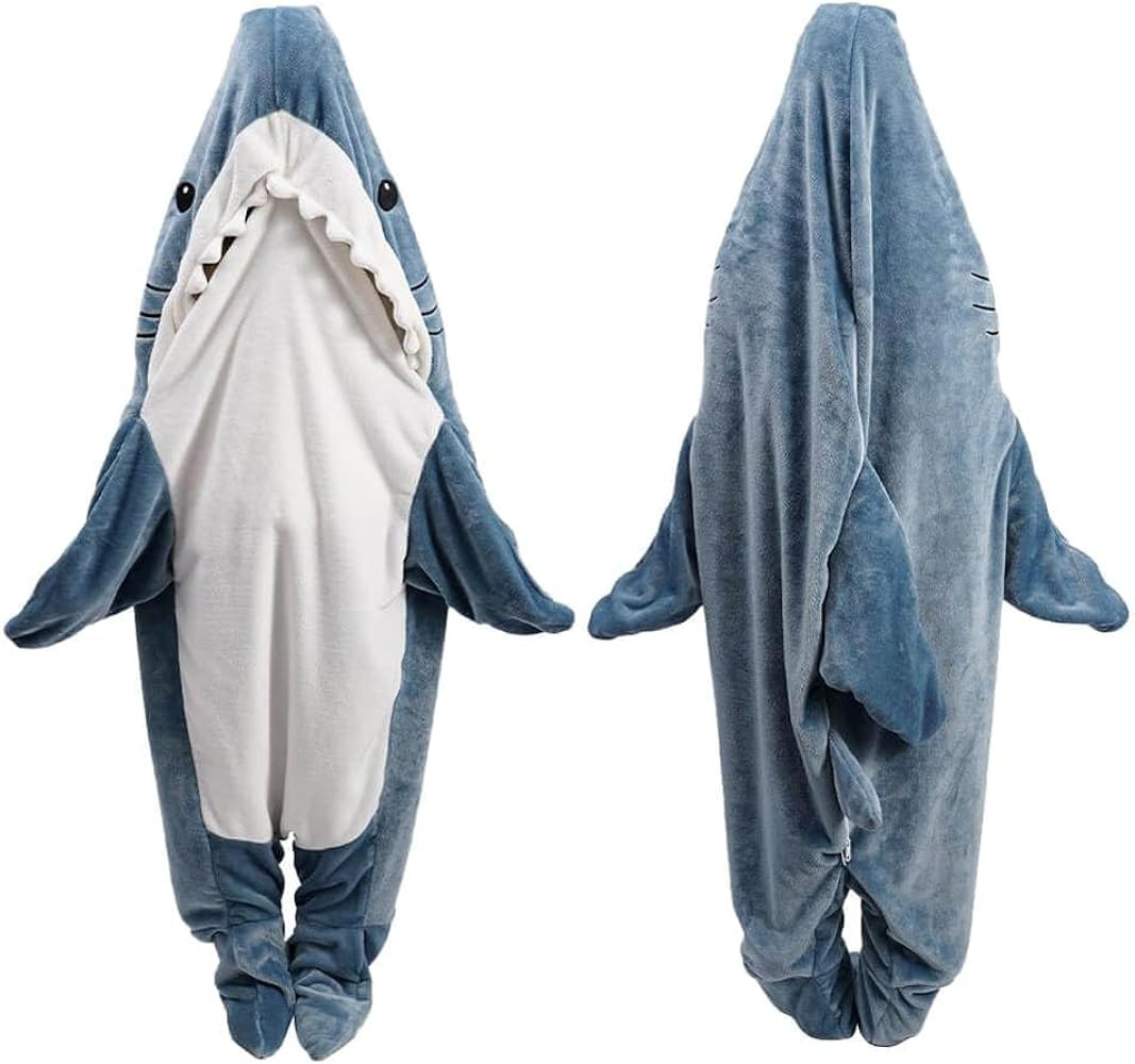 Shark Blanket Hoodie Onesie for Adult & Kid, Wearable Shark Sleeping Bag, Soft Cozy Onesie Costum... | Amazon (US)