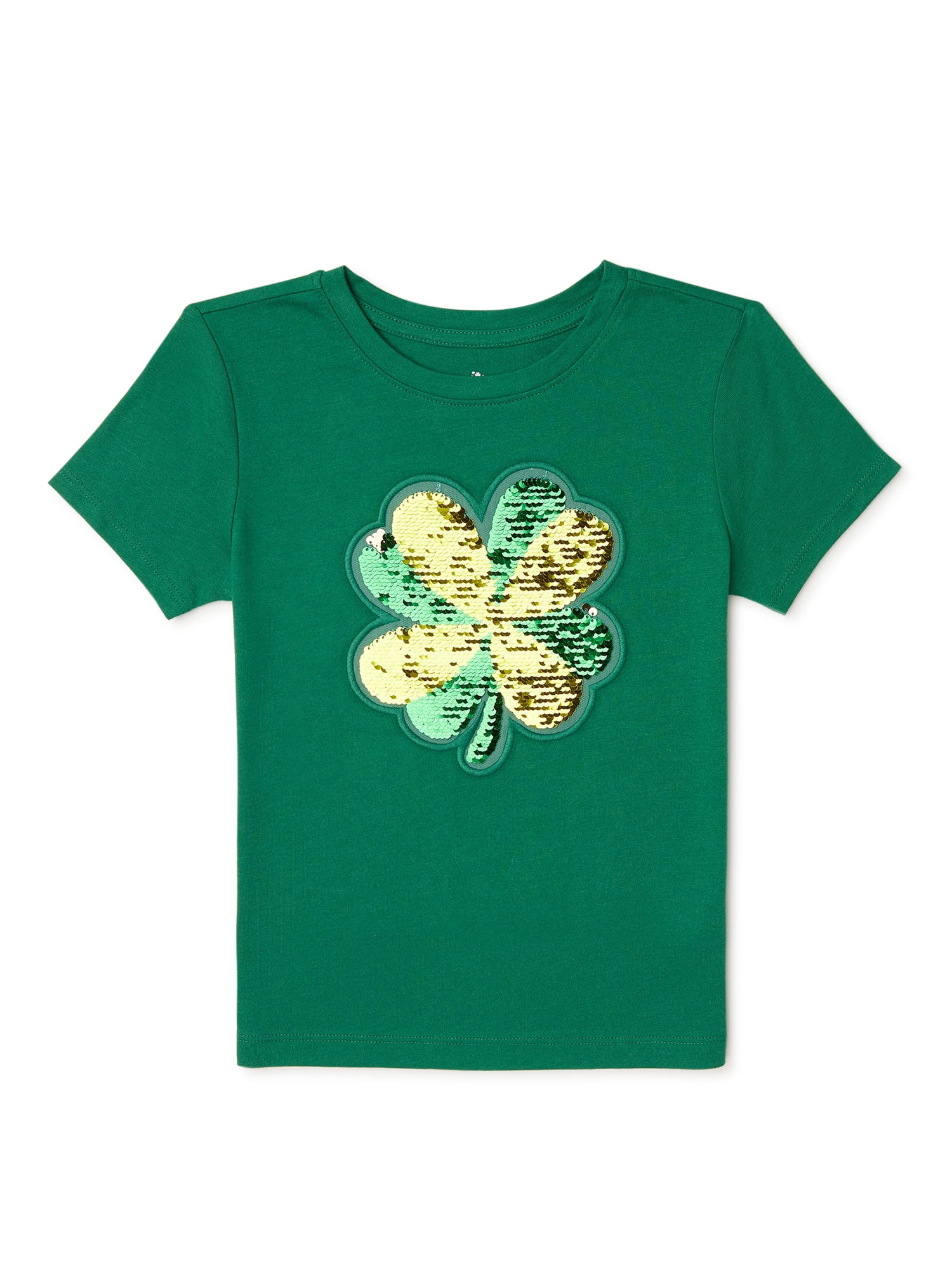 St. Patrick's Day Girls Short Sleeve Clover T-Shirt, Sizes 4-18 | Walmart (US)
