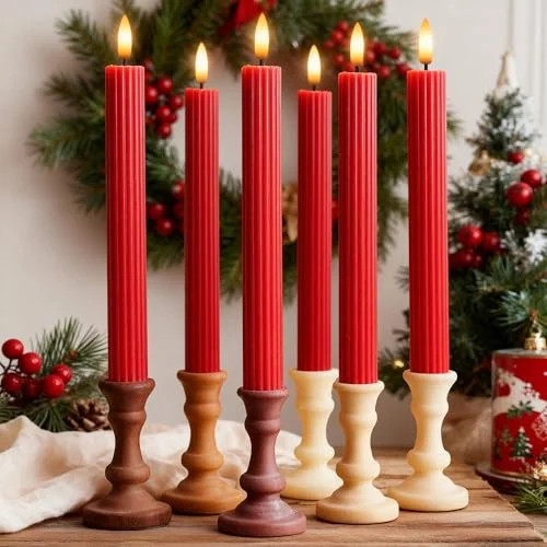 WYZworks 10" Fluted Ribbed LED Red Grooved Pillar Candles, Remote & 24h Timer Memory, On/Off Swit... | Walmart (US)